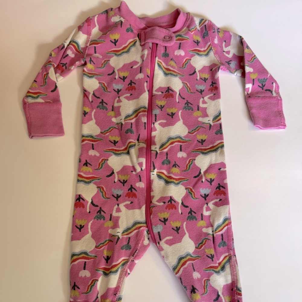 Hanna Andersson Sleeper Pajama Pink Unicorn Rainbow Baby 3-6 Month